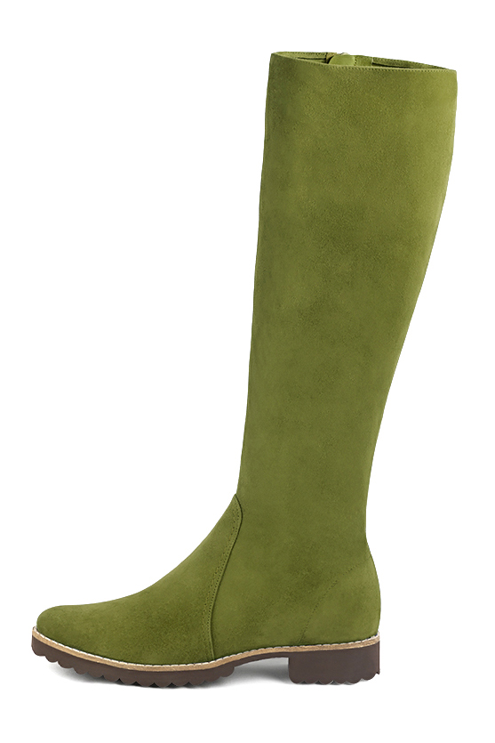 French elegance and refinement for these pistachio green riding knee-high boots, 
                available in many subtle leather and colour combinations. Record your foot and leg measurements.
We will adjust this pretty boot with zip to your measurements in height and width.
Its large, comfortable gum sole will isolate you from the ground.
You can customise the boot with your own materials, colours and heels on the "My Favourites" page.
To style your boots, accessories are available from the boots page. 
                Made to measure. Especially suited to thin or thick calves.
                Matching clutches for parties, ceremonies and weddings.   
                You can customize these knee-high boots to perfectly match your tastes or needs, and have a unique model.  
                Choice of leathers, colours, knots and heels. 
                Wide range of materials and shades carefully chosen.  
                Rich collection of flat, low, mid and high heels.  
                Small and large shoe sizes - Florence KOOIJMAN